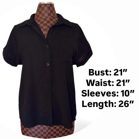 Dreimp Womens Black Button Down Shirt Size Medium Preppy Minimalist Classic - Picture 9 of 9